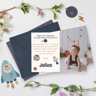 Eerste verjaardag, eerste baan rond de zon! bedankkaart