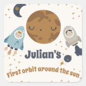 Eerste verjaardag, eerste baan rond de zon! vierkante sticker (Voorkant)