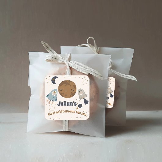 Eerste verjaardag, eerste baan rond de zon! vierkante sticker