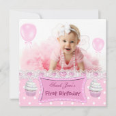 Eerste verjaardag eerste meisje roze Baby Kaart (Voorkant)