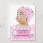 Eerste verjaardag eerste meisje roze Baby Kaart (Voorkant)
