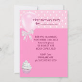 Eerste verjaardag eerste meisje roze Baby Kaart (Achterkant)