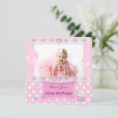Eerste verjaardag eerste meisje roze Baby polaire  Kaart (Staand voorkant)