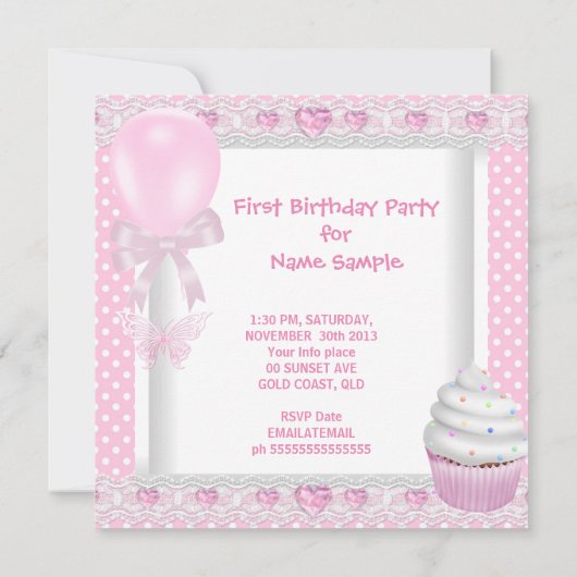 Eerste verjaardag eerste meisje roze Baby polaire  Kaart (Achterkant)