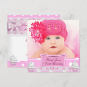 Eerste verjaardag eerste meisje  roze koekjes Baby Kaart (Voorkant / Achterkant)