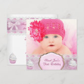 Eerste verjaardag eerste meisje  roze koekjes Baby Kaart (Voorkant / Achterkant)
