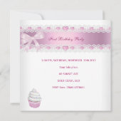 Eerste verjaardag eerste meisje Witte roze koekje  Kaart (Achterkant)