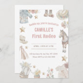 Eerste verjaardag, eerste Rodeo uitnodiging, cowgi Kaart (Voorkant / Achterkant)