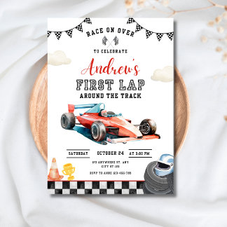 Eerste verjaardag Eerste ronde raceauto's feestje  Kaart