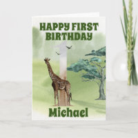 Eerste Verjaardag Eerste Safari Giraffe Afrika