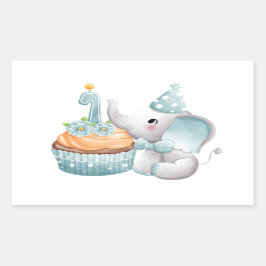 Eerste verjaardag Elephant Baby Boy Sticker Blue