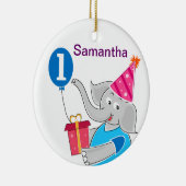 Eerste verjaardag Elephant met ballon Keramisch Ornament (Rechts)
