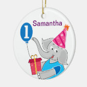Eerste verjaardag Elephant met ballon Keramisch Ornament (Links)