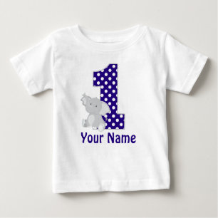 Eerste verjaardag Elephant Navy Personalized Shirt