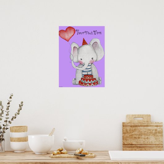 Eerste verjaardag Elephant Poster voor kinderen (Keuken)