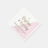 Eerste verjaardag en doop Roze Wit Goud Kruis Servet (Hoek)