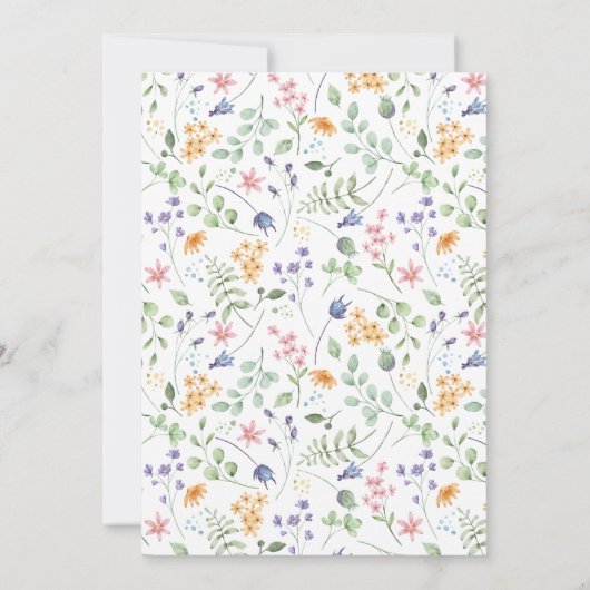 Eerste Verjaardag Enkele konijnenwilde bloemen uit Save The Date (Achterkant)