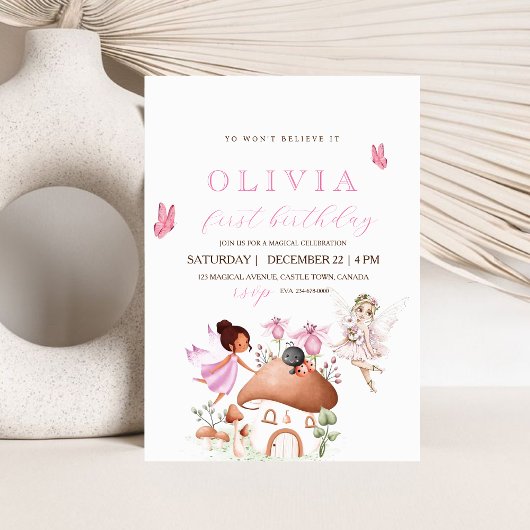 Eerste Verjaardag Fairy Party Tuin Pixie Meisjes Kaart