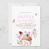 Eerste Verjaardag Fairy Party Tuin Pixie Meisjes Kaart (Voorkant)