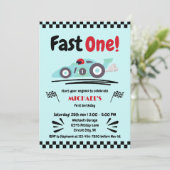 Eerste verjaardag Fast One Blue Race Car Kaart (Staand voorkant)