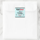 Eerste verjaardag Fast One  Blue Race Car Vierkante Sticker (Tas)