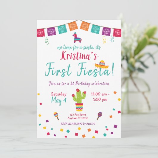 Eerste verjaardag Fiesta Mexicaanse verjaardag uit Kaart (Staand voorkant)