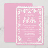 Eerste verjaardag Fiesta Papel Picado uitnodiging (Voorkant / Achterkant)