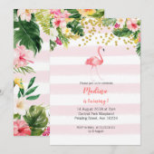 Eerste verjaardag flamingo uitnodigingen (Voorkant / Achterkant)