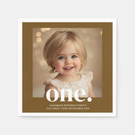 Eerste Verjaardag Foto Acryl Teken in Bruin Servet