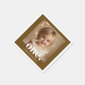 Eerste Verjaardag Foto Acryl Teken in Bruin Servet (Hoek)