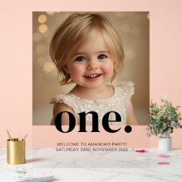 Eerste Verjaardag Foto Acryl Teken in Bruin & Wit Bord