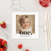 Eerste verjaardag foto acryl teken in zwart-wit servet (Insitu)