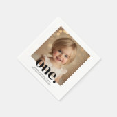 Eerste verjaardag foto acryl teken in zwart-wit servet (Hoek)