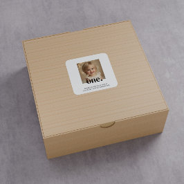 Eerste verjaardag foto acryl teken in zwart-wit vierkante sticker