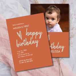 Eerste Verjaardag Foto Boho Heart Terracotta Kaart