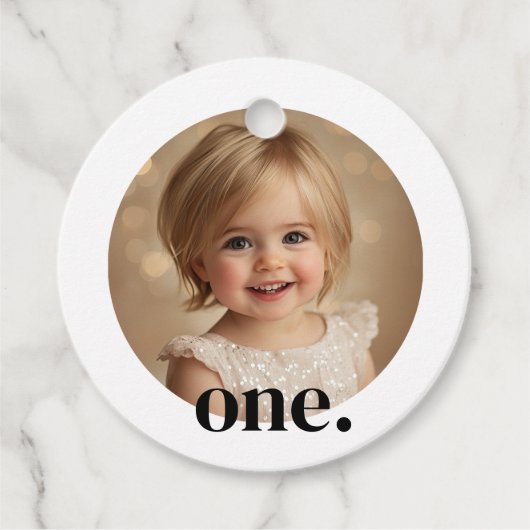 Eerste Verjaardag Foto Favoriet Label in Zwart-wit (Voorkant)