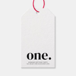 Eerste Verjaardag Foto Gift Label in zwart-wit Cadeaulabel