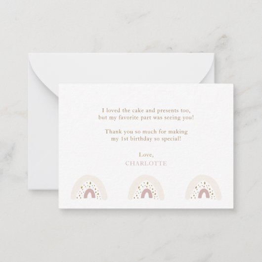 Eerste verjaardag Foto legant script Notitiekaartje (Achterkant)