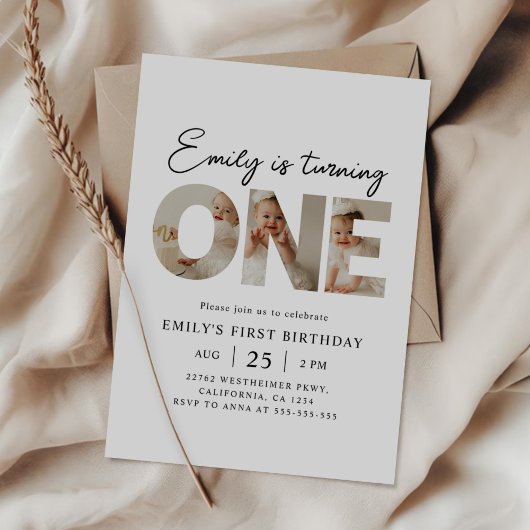 Eerste verjaardag foto minimaal 1e verjaardagsfees kaart