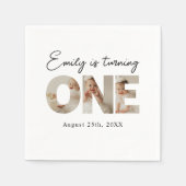 Eerste verjaardag foto minimaal 1e verjaardagsfees servet (Voorkant)