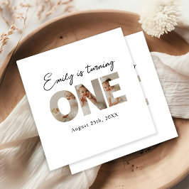 Eerste verjaardag foto minimaal 1e verjaardagsfees servet