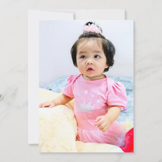 Eerste Verjaardag Foto Pampas Elegance Mauve Roze Kaart (Achterkant)