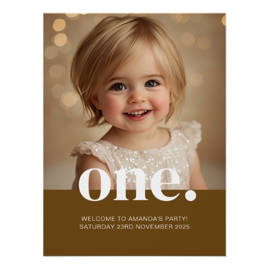Eerste verjaardag foto Poster in Bruin (Voorkant)
