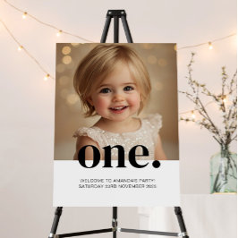 Eerste Verjaardag Foto Poster in Bruin & Wit