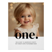 Eerste Verjaardag Foto Poster in Bruin & Wit (Voorkant)