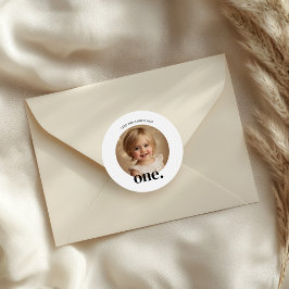 Eerste verjaardag foto ronde Sticker in zwart-wit