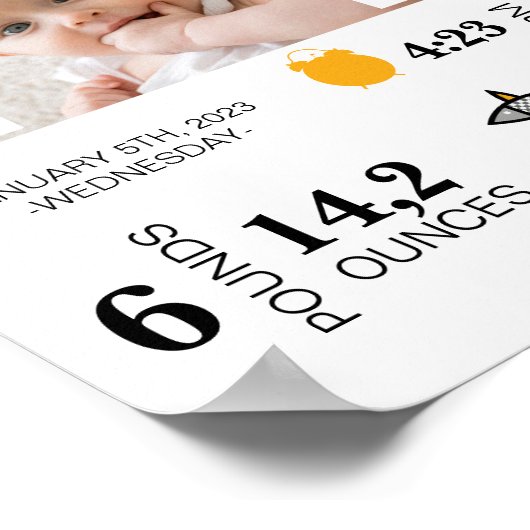 Eerste verjaardag Foto Sjabloon eerste verjaardag Poster (Hoek)