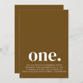 Eerste verjaardag foto uitnodiging in Caramel Brow