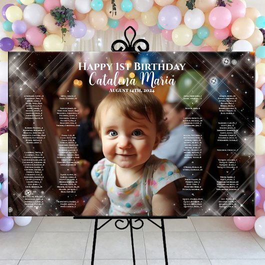 Eerste verjaardag foto zitkaart 1e verjaardag poster