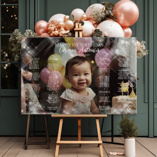 Eerste verjaardag foto zitkaart 1e verjaardag poster